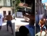 Vídeo mostra bandido baleado durante troca de tiro