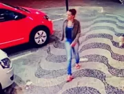Câmeras de segurança flagram mulher riscando carro