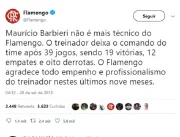 Flamengo demite o técnico Maurício Barbieri após e