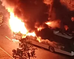 Vídeo: manifestantes incendeiam dois ônibus e aped