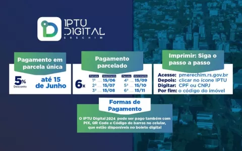 IPTU Digital 2024 já está disponível aos contribui